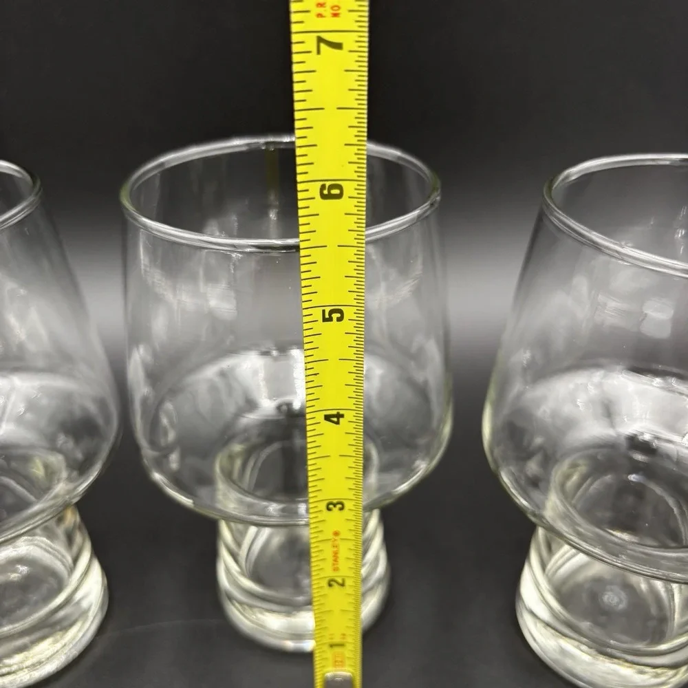 Set Of 4 Libbey Clear Accent Steiner Beer Stout Glasses Hollow Stem 16oz Vintage